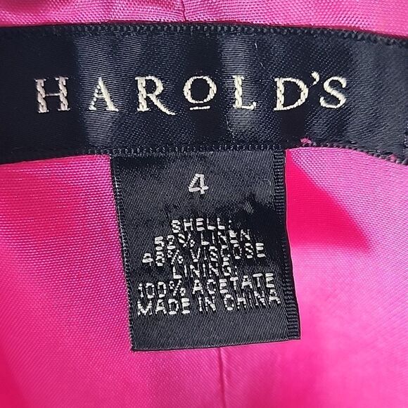 Linen Blend Fuschia Hidden Button Plaquette Sleeveless Top Harold's Size 4 - Picture 5 of 5
